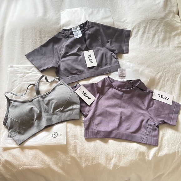 AYBL Tops - New AYBL Workout Bundle: Crop Tops & Sports Bra, Small